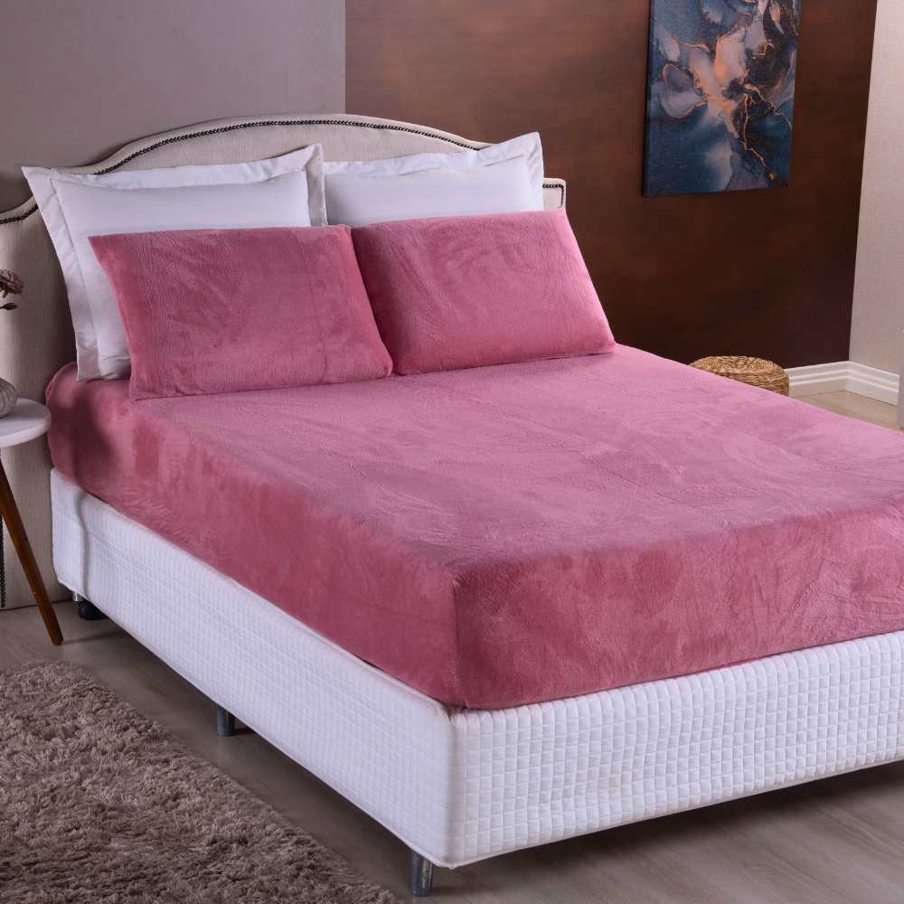 Jogo De Lençol Queen De Plush 3 Peças Manta Soft Com Elástico Toque Macio Varias Cores - Home & Living