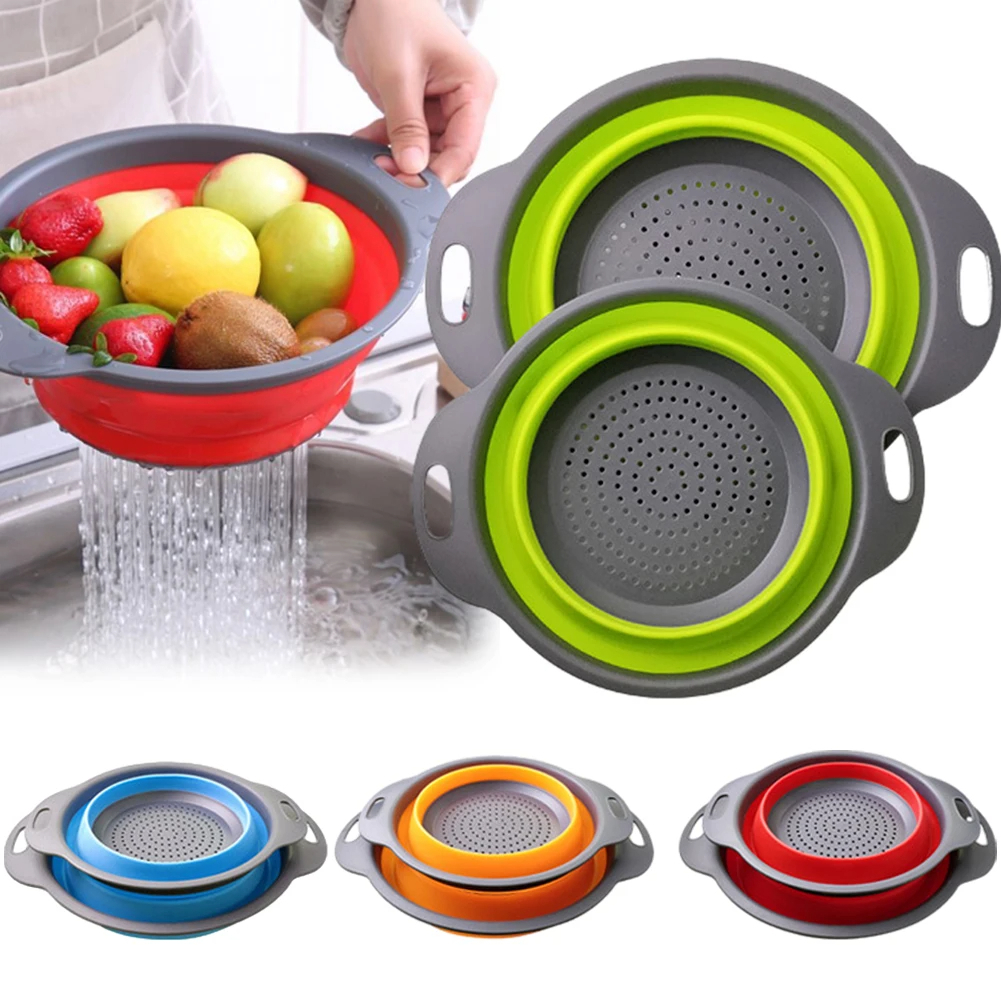Escorredor Retrátil Silicone 25cm Lavador Dobrável Macarrão Legumes Verduras Frutas Massas...