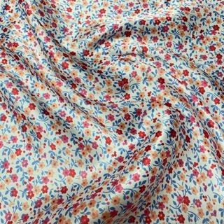 Tecido Cetim Branco Estampa Florzinhas 1,40m - Para Roupas