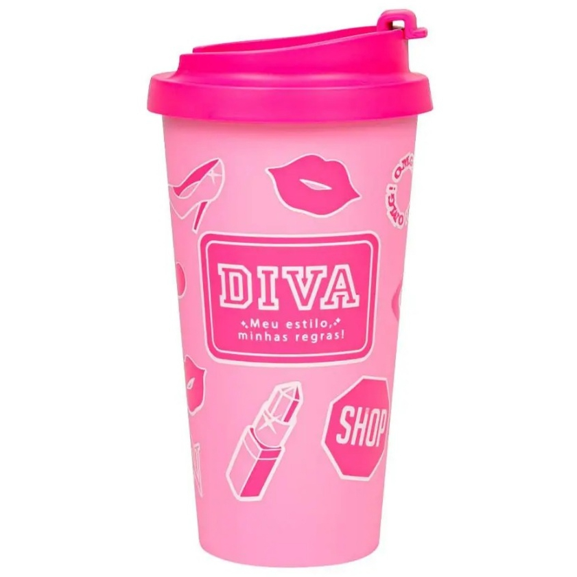 Copo Viagem Diva Rosa 500ml - Uatt?