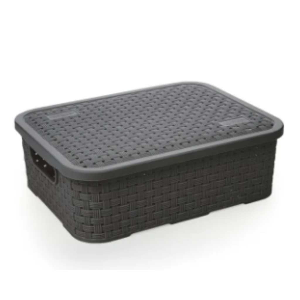Caixa Organizadora Baixa Rattan Pequena Tampa - Nitron
