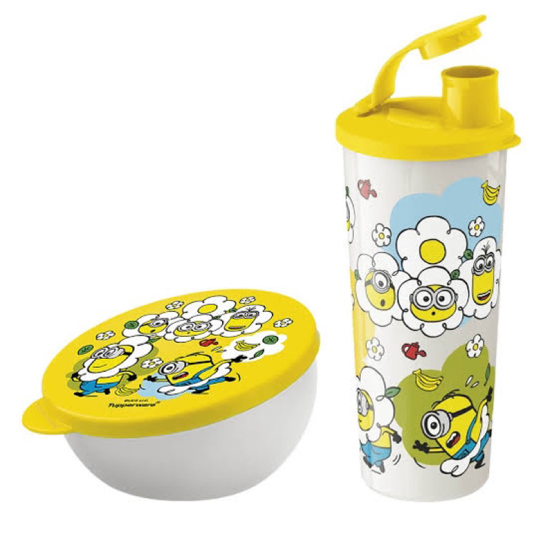 kit infantil  minions tupperware copo+porta lanche