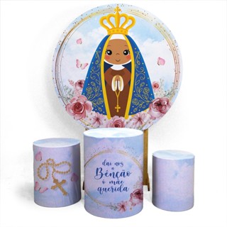 Capa Painel Nossa Senhora Delicado + Capa Cilindro Religião Santo