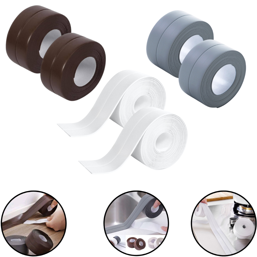 Kit 2x Fita Adesiva Pvc Selante Multiuso Vedação Impermeável Acabamento Cozinha à Prova de Água