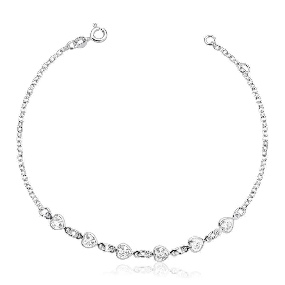 Pulseira Feminina de Prata 925 Coração com Zircônia em Oferta na Shopee