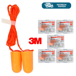KIT 5 Pares Protetor Auricular 3M Espuma / Ouvidos Abafador P/Dormir / Ca 5674 - C/Cordão