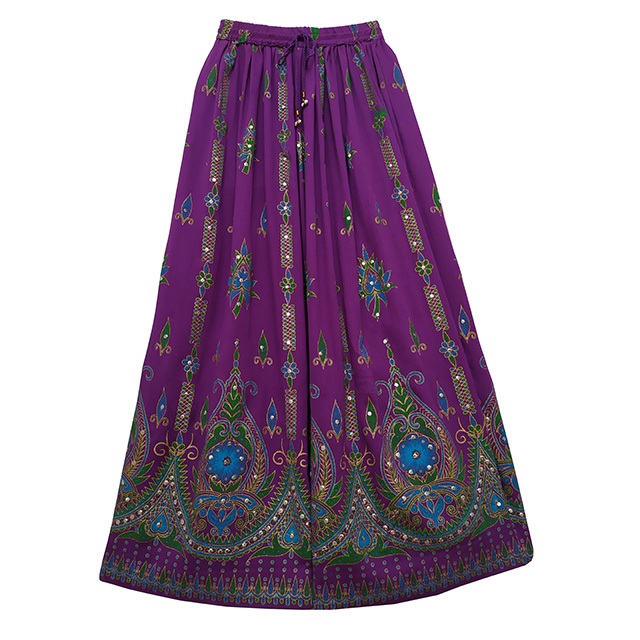 Saia Longa Estampada Indiana Boho Hippie Lantejoula em Oferta na Shopee