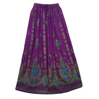 Saia Longa Estampada Indiana Boho Hippie Lantejoula em Oferta na Shopee