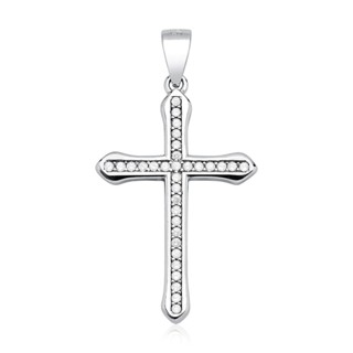 Pingente de Prata 925 Cruz com Zircônia