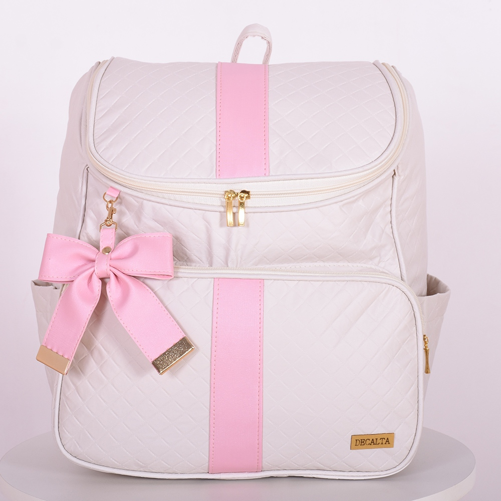 Mochila Maternidade Menina Basic Off/Rosa - 01 Peça