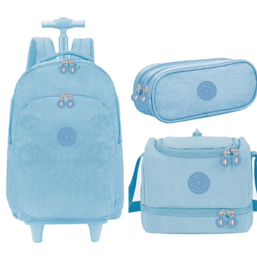 Kit Mochila de Rodinha Lancheira Estojo Feminina Menina Crinkle taquitel ys41052 Yins em Oferta na Shopee
