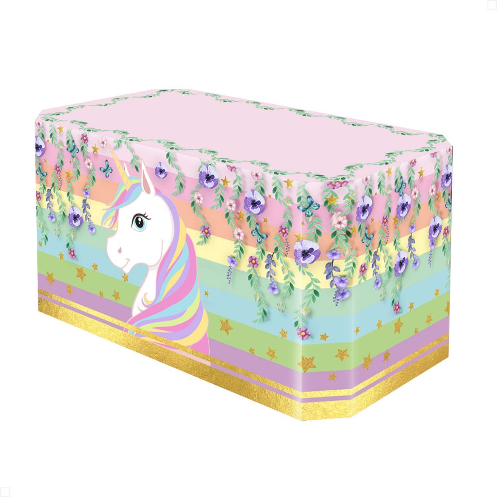 Capa Forro de Mesa Festa Decoração Unicórnio Toalha Em Tecido Veste Fácil Sublimado em Oferta na Shopee