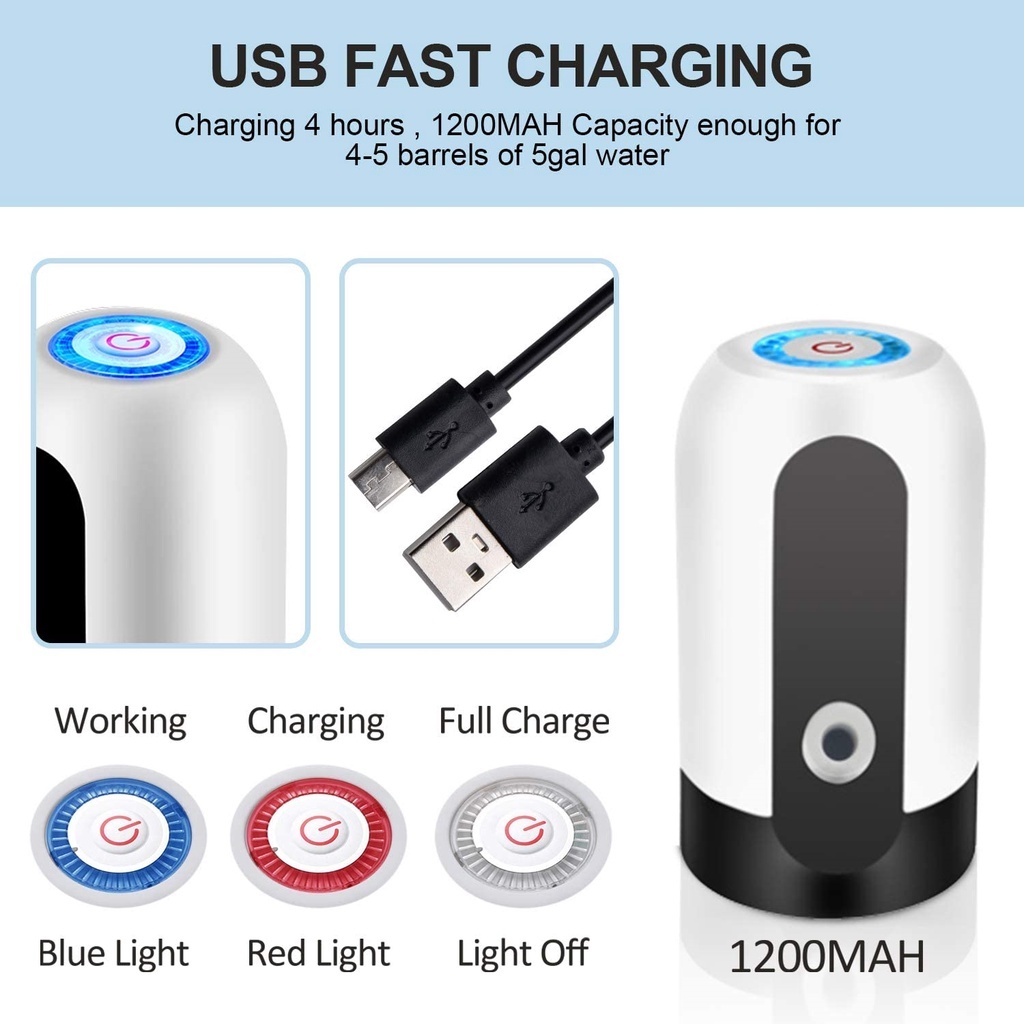 Detalhes do Bomba Elétrica De Galão Universal Com Carregamento USB Para Galão Garrafão De Água