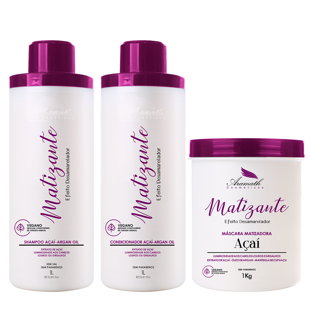 Kit Matizante Efeito Desamarelador Profissional Aramath (3 Produtos)