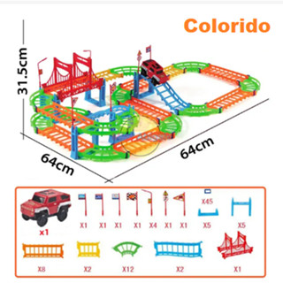 Pista Radical Com Carrinho Elétrico 90 peças