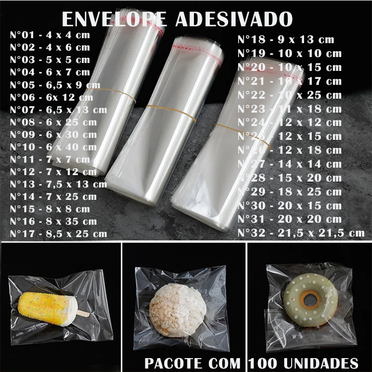 Saco Adesivado Transparente C/ Aba Adesiva Abre e Fecha - 100 Unid. em Oferta na Shopee