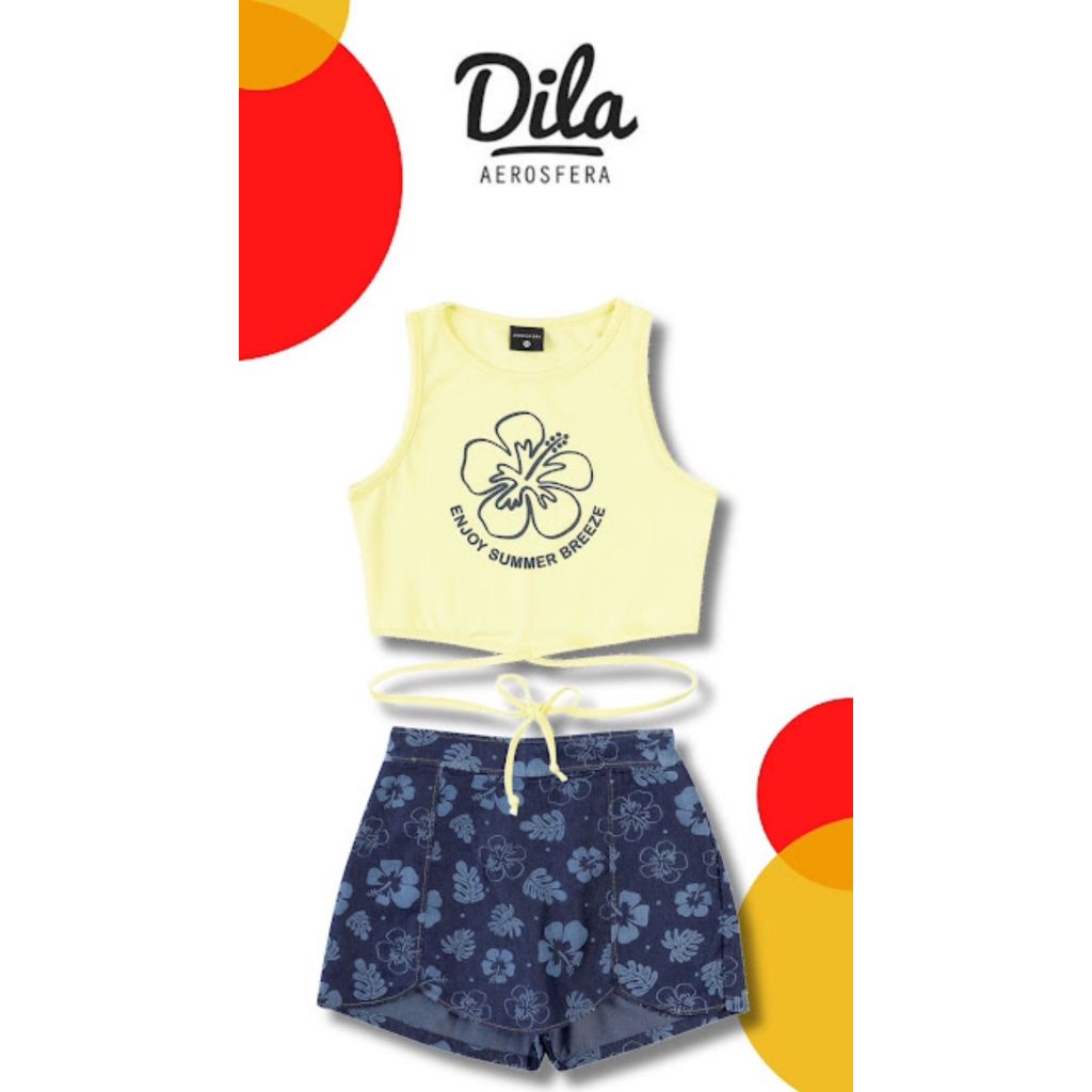 Conjunto Blusa Cotton Lycra + Shorts Saia Jeans Estampado
