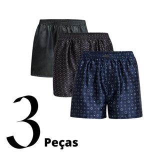 Kit 3 Cueca Samba Canção Cetim Short De Dormir Pijama Confortável em Oferta na Shopee