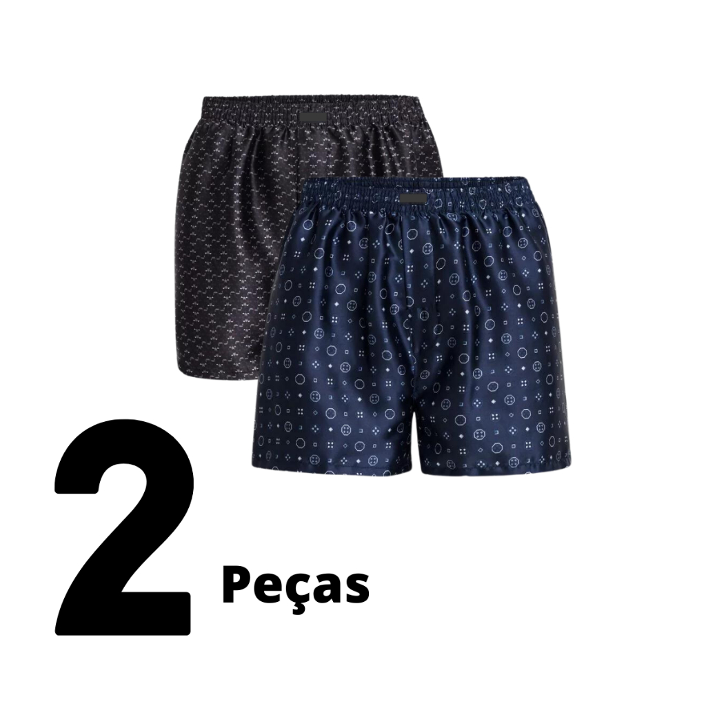 Cueca Samba Canção Kit 2 Peças Cetim Short De Dormir Confortável