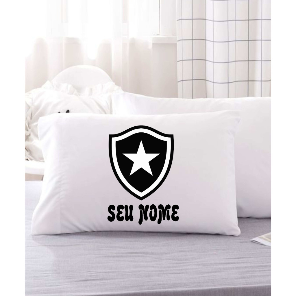 KIT 2 FRONHA CAPA PARA TRAVESSEIRO PERSONALIZADA TEMA BOTAFOGO TIME TORCEDOR 50X70