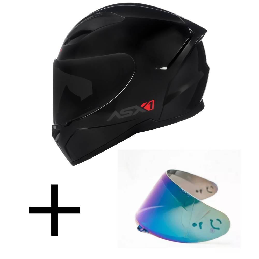 Capacete ASX City Solid Preto Brilhante Mais Viseira Camaleão