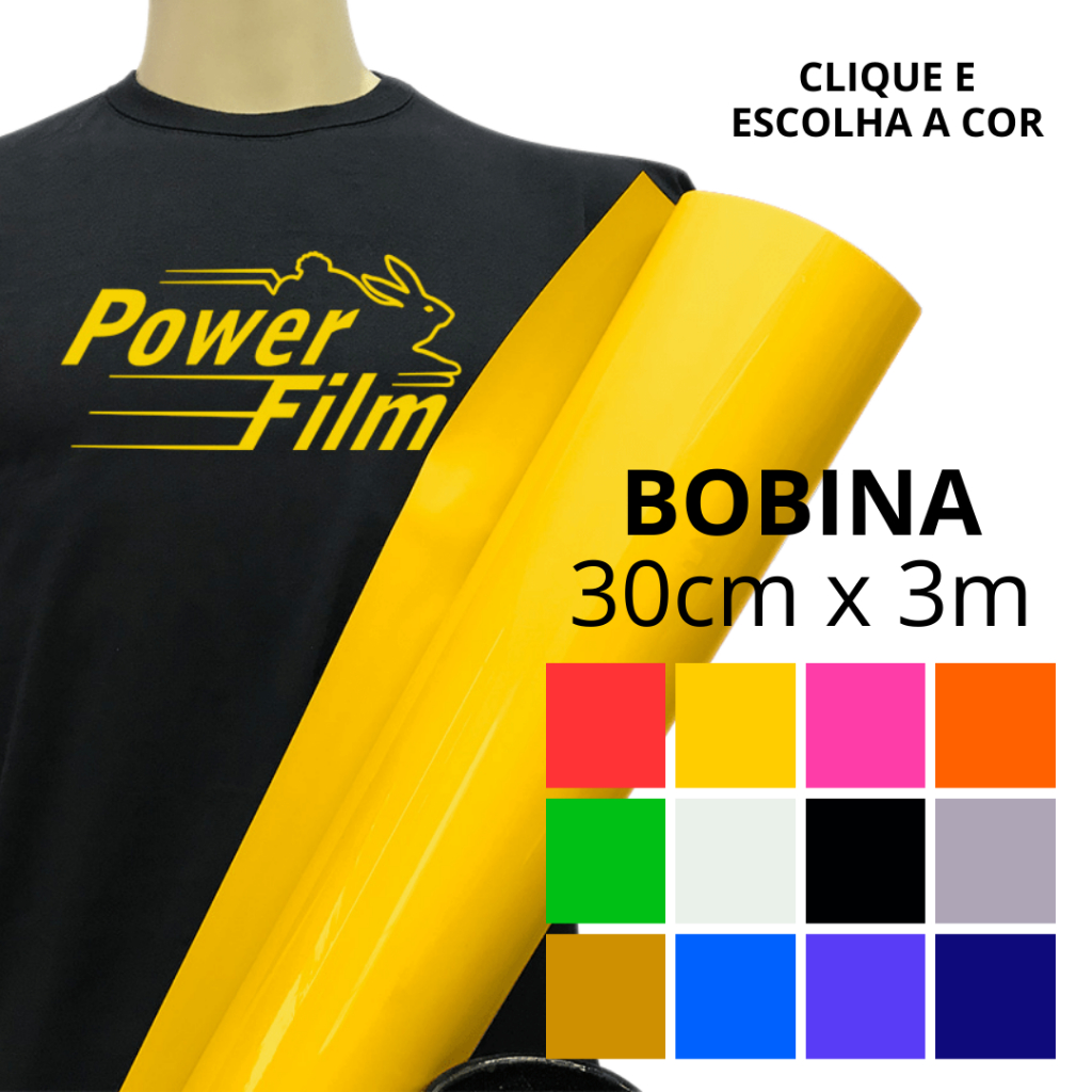 Filme de Recorte Termocolante Power Film Premium - Bobina 30cm x 3m - Todas as Cores em Oferta na Shopee