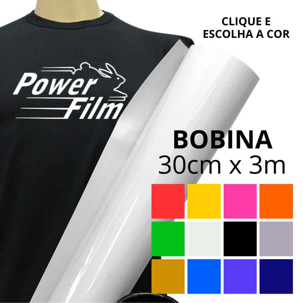 Vinil Filme de Recorte Termocolante Power Film Premium - Bobina 30cm x 3m - Todas as Cores em Oferta na Shopee
