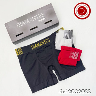 kit de 3 cuecas boxer sem custura comprida Diamantes lingerie