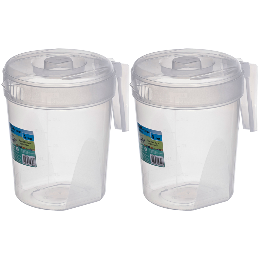 JARRA 4 LITROS TRANSPARENTE C/ TAMPA em Oferta na Shopee