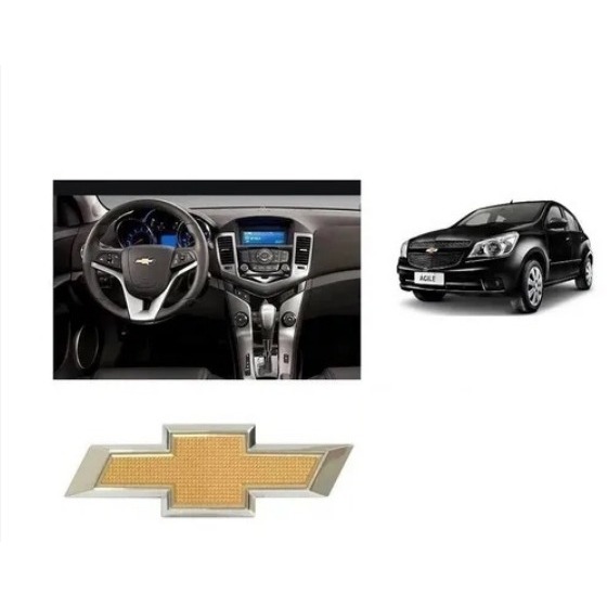 Emblema Volante Chevrolet Spin/ Cruze/ Prisma/ Sonic/ Cobalt/ Onix... Alumínio 1,8 x 5,8.