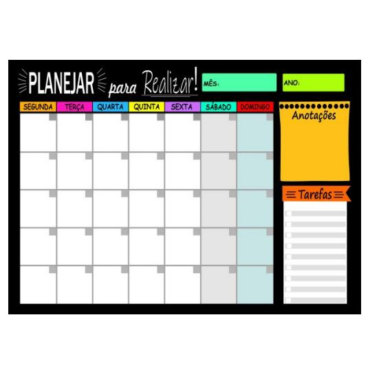 Quadro Planejador de Metal Mensal 60x40cm + Caneta Apagável – Planner  de Parede Organização e Tarefas