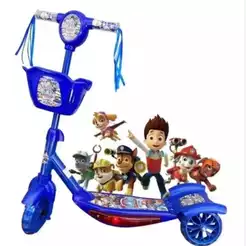 Patinete Infantil 3 Rodas Azul Patrulha Canina Com Música e Luz