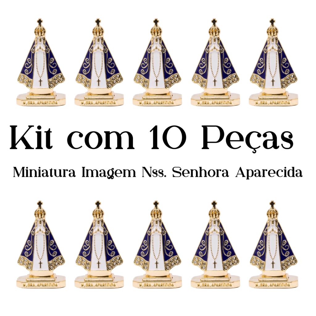 Nossa Senhora Aparecida Imagem Para Painel Console Carro Coroa Kit com 10 Peças