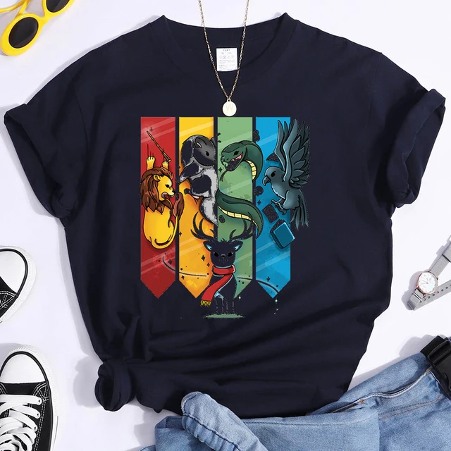 Camiseta Harry Potter Unissex Blusa Casas Grifinória, Lufa-Lufa, Sonserina, Corvinal T-shirt