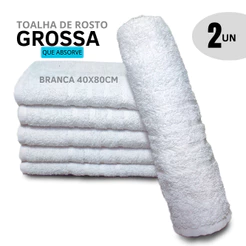 Kit 02 Toalha de Rosto Grossa Branca 45x80cm Casa Salão Barbearia Hotel