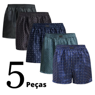 Kit 5 Cueca Samba Canção De Cetim Malha Fria Short De Dormir Confortável Dia dos Pais em Oferta na Shopee