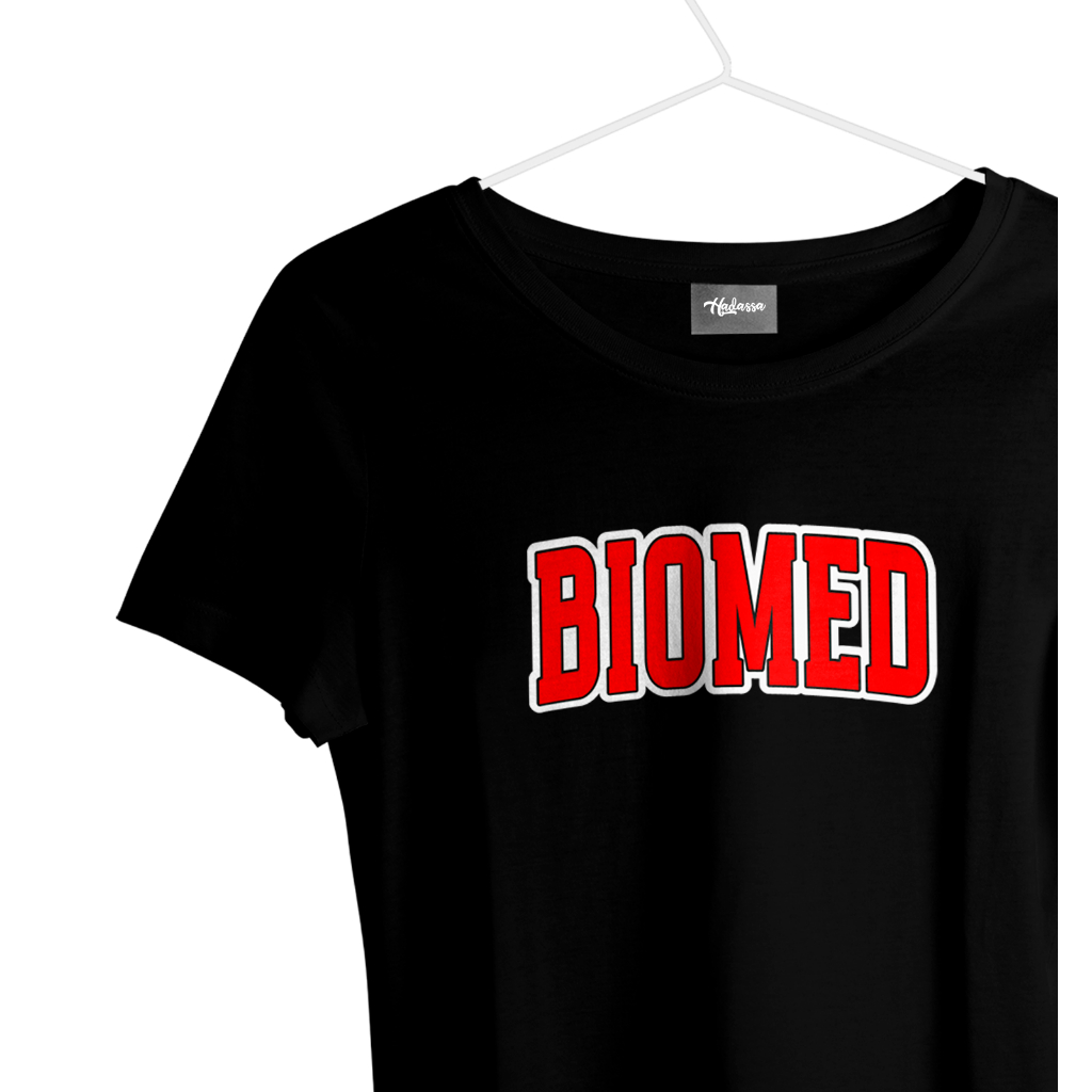 Babylook feminina de Viscolycra Biomedicina Faculdade estilo Americana I Camiseta feminina profissões I Faculdade I Universidade