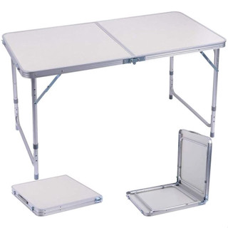 Mesa Dobrável De Alumínio Leve Com Tampo Que Vira Maleta Com Alça Para Camping Praia Churrasco 90X60cm Branco