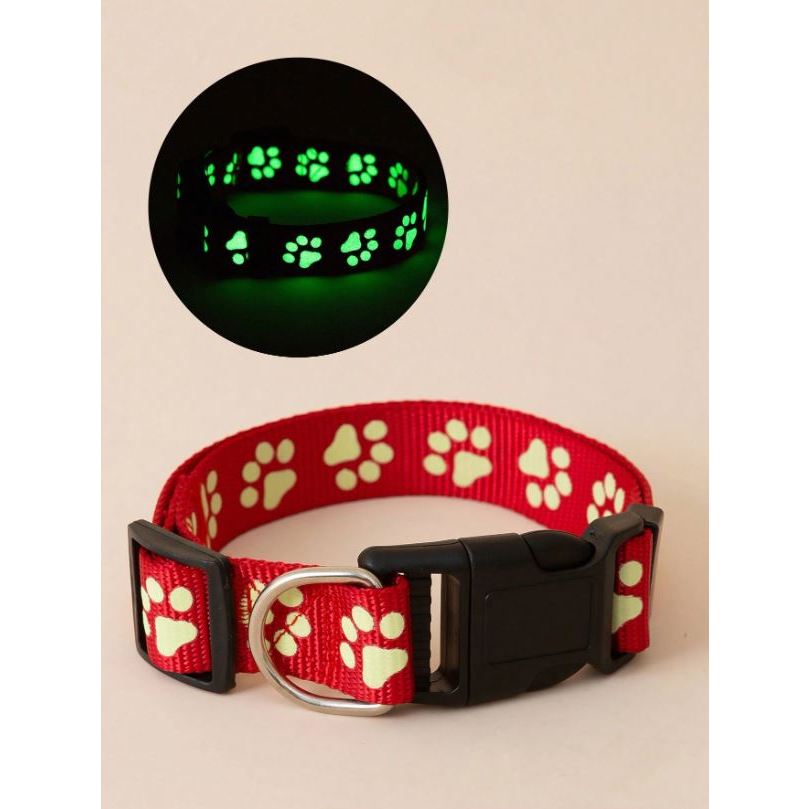 Coleira Neon Brilha No Escuro Noturna P/M/G/GG Cachorro Gato Patinha ou Estrela Pet Luminosa LR-0204