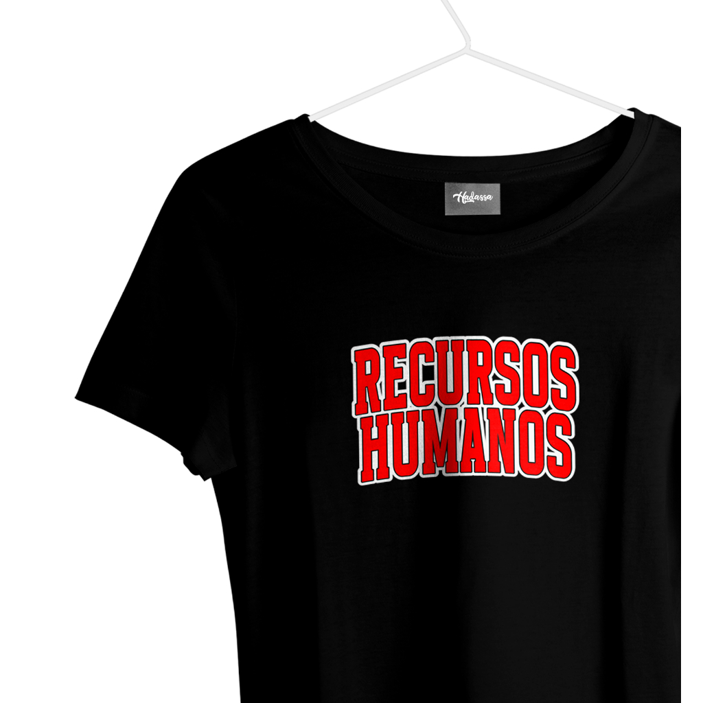 Babylook feminina de Viscolycra Recursos Humanos/ RH Faculdade estilo Americana I Camiseta feminina profissões I Faculdade I Universidade