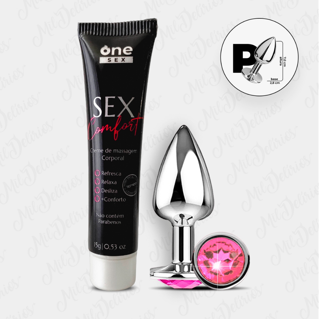 Kit Anal Iniciante Plug Anal Pequeno + Gel Lubrificante Anal Sex Comfort em Oferta na Shopee