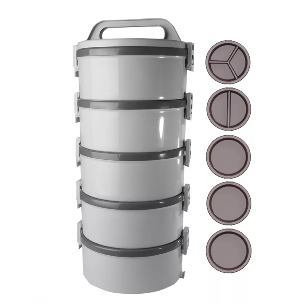 Conjunto 5 Marmita Térmica Plástica Termopratos 1,5l Tekcor
