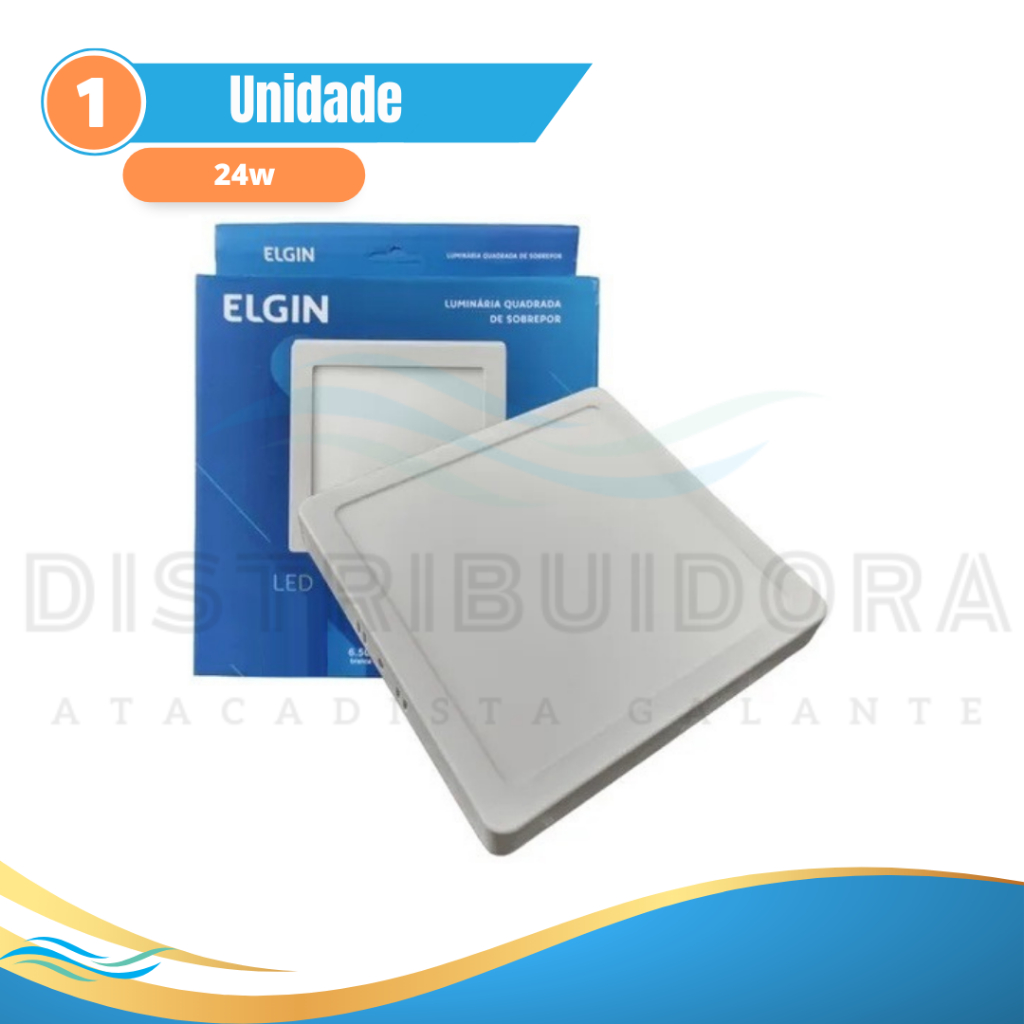 Painel Plafon Led Sobrepor Quadrado 24w Luz Branca 6500k Bivolt Elgin Distribuidora Galante