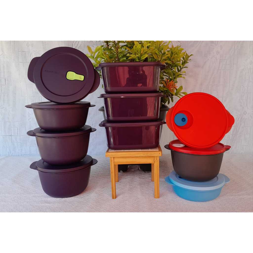 TUPPERWARE CRISTALWARE RET GERI 2L/ 1,7L 1,5L/ 1L AZUL BEBÊ, VERMELHO E ROXO MICROONDAS