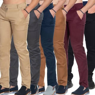 Calça de Sarja Masculina Slim Fit com Lycra