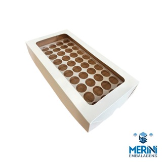 CAIXA 50 DOCES COM VISOR + BERÇO 35X17,5X5 CM - 10 UNIDADES em Oferta na Shopee