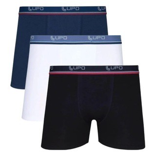 Kit com 3 Cuecas Boxer Box Lupo Masculina Em Algodão Cotton Original