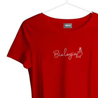 Babylook feminina de Viscolycra Biologia minimalista coração coreano I Camiseta feminina profissões fofa I Faculdade e Profissão