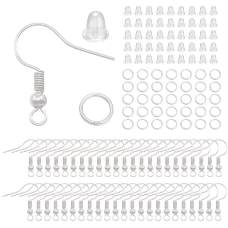 kit base de brinco anzol cor prateado ou dourado - 60/150/300 peças em Oferta na Shopee