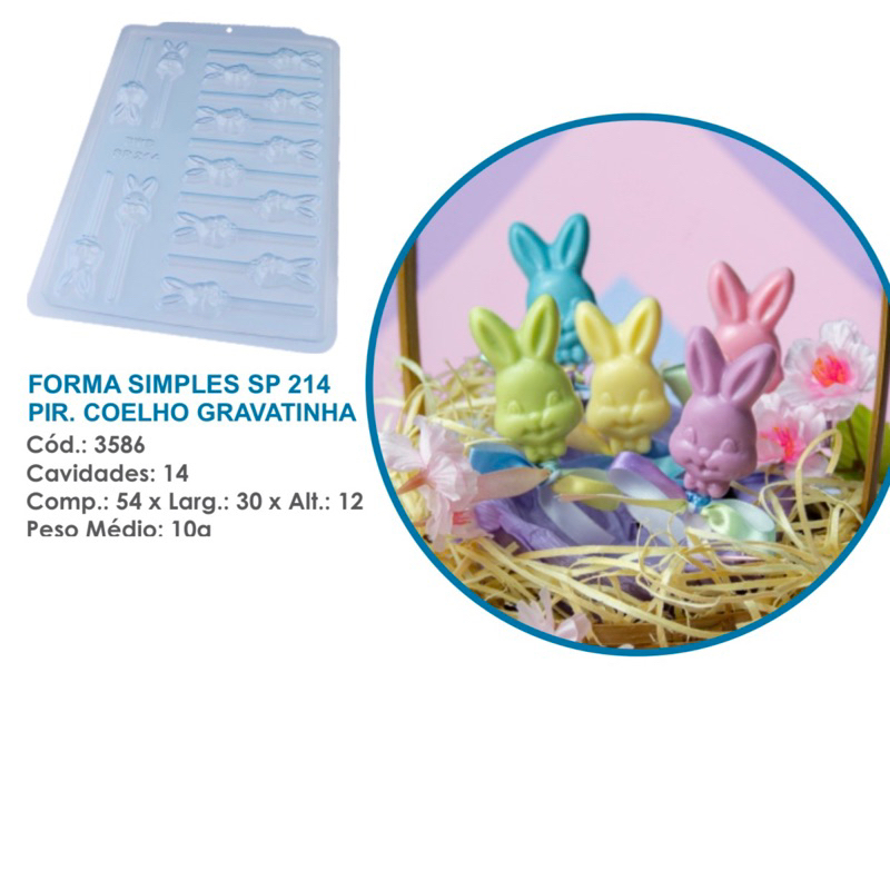 1~5 Forma BWB Simples Semiprofissional,  Doces Finos Chocolates - SP Pirulito Coelho Gravatinha em Oferta na Shopee